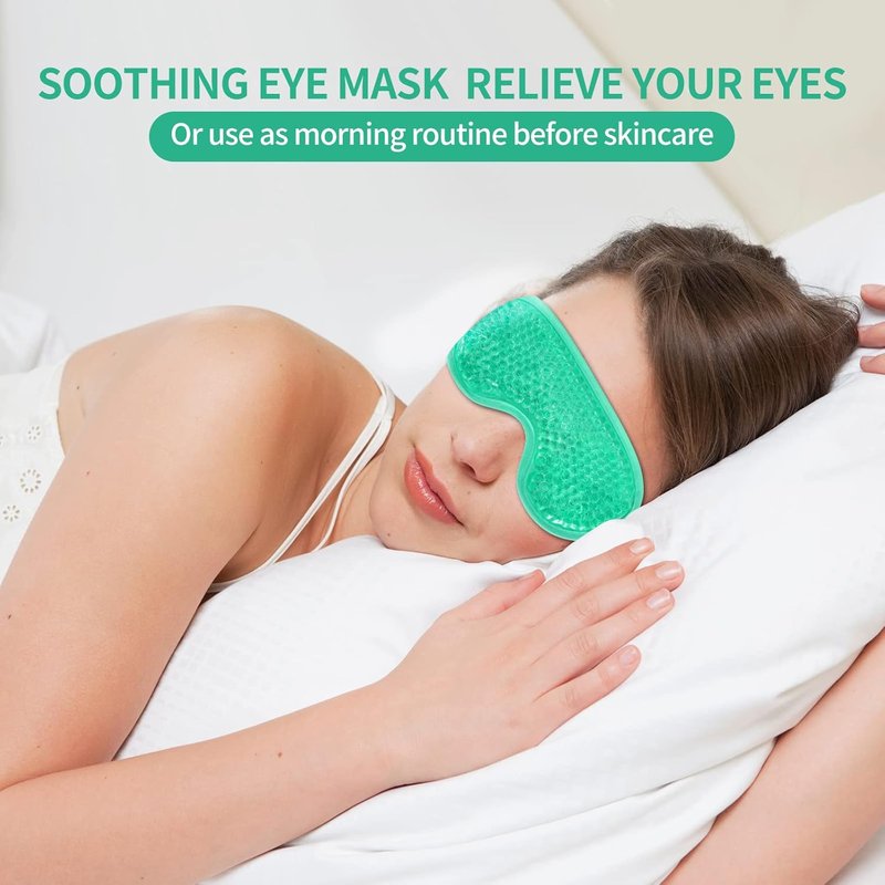 Gel Eye Mask - Reusable Cold Therapy Bead Mask for Puffiness, Dark Circles & Stress Relief | 2-Pack Green