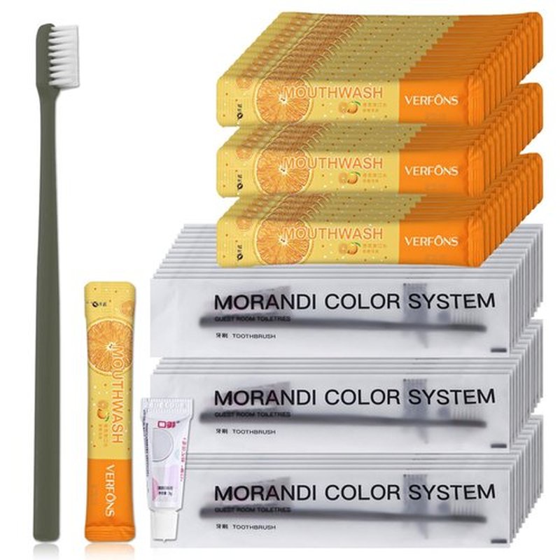Disposable Toothbrushes, Toothbrush And Toothpaste, Toothbrush And Toothpaste Travel, Comes With Mini Mouthwash Bulk, Individually Packaged, Suitable For Hotel, Home, Camping, Travel (50-PACK)