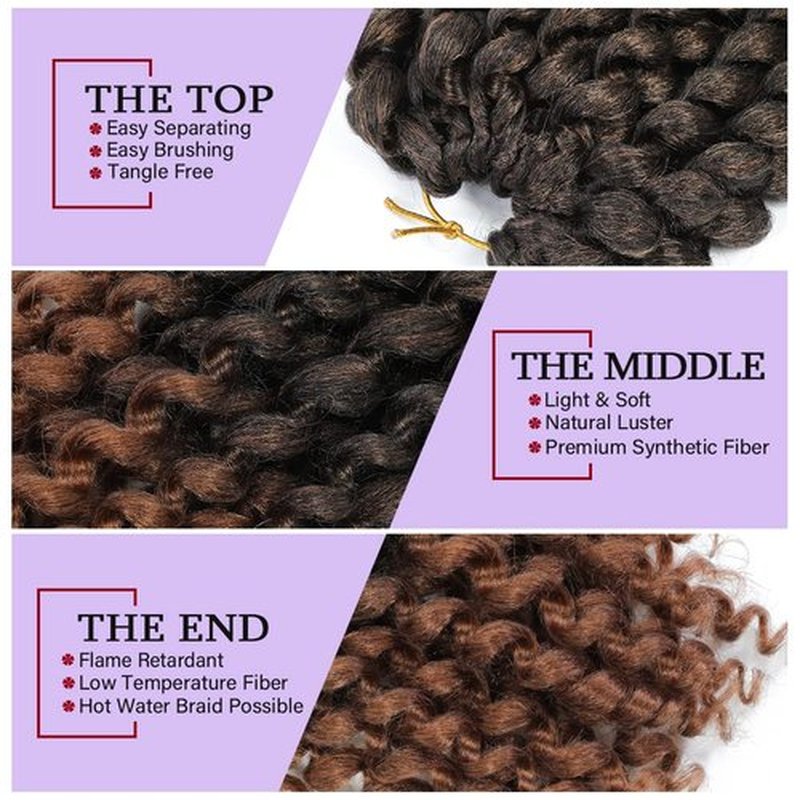 GetMaige Short Jamaican Bounce Curly Crochet Hair Extensions Synthetic 4packs/lot Ombre Brown Ocean Wave Crochet Braids For Black Women (12inch (pack of 4), T30)