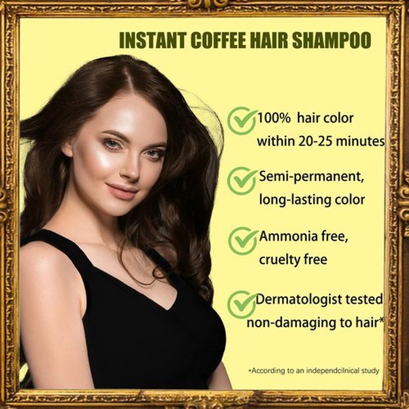 Coffee Hair Dye Shampoo 3 in 1 - Instant Shampoo Para Pintar el Cabello for Refresh Hair Color, Herbal Shampoo Hair Dye for Women Men, Easy to Use & Long Lasting Hair Color Shampoo 16.90 oz
