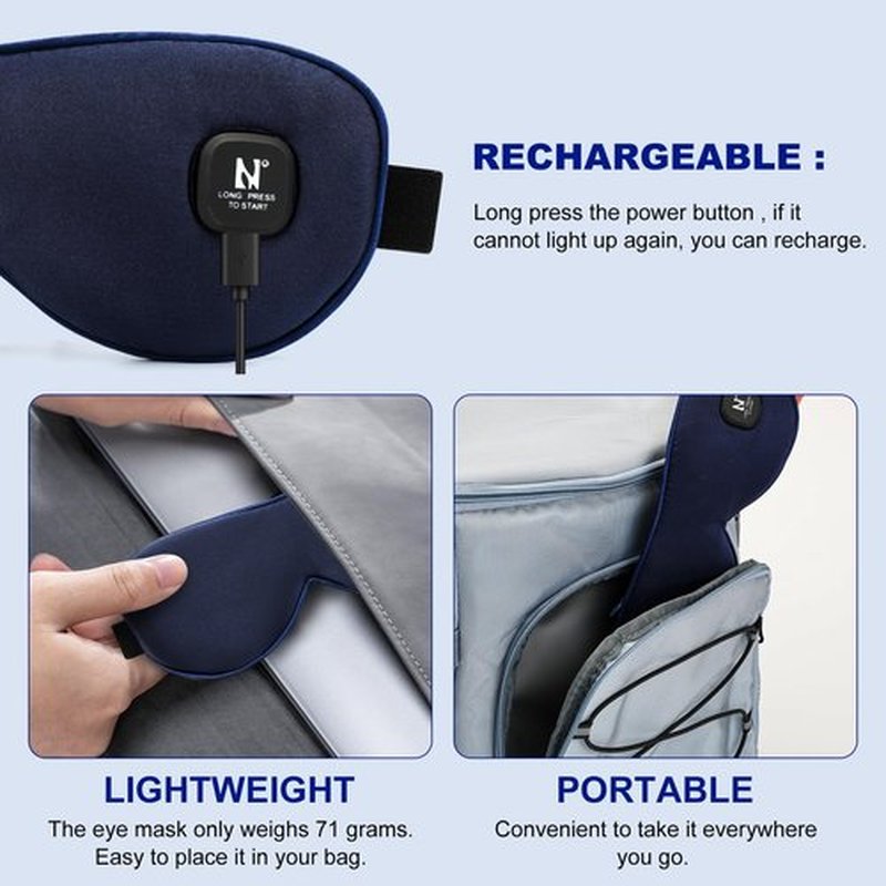 Aroma Season Silk Cordless Heated Eye Mask, Warm Eye Compress for Dry Eyes, Styes, Blepharitis, Chalazion, Moist Heat Treatment to Unclog Lacrimal Glands, Gifts for Men Women (Navy Blue)