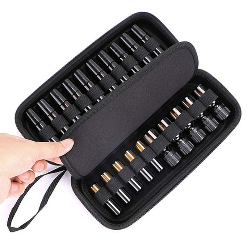 Hipiwe EVA Essential Oils Carrying Case Organizer for 20 Bottles 5ml 10ml Standard and Rollers Bottles Portable Hard Shell Essential Oils Travel Bag Holder for Essential Oils Bottle Storage (Purple)