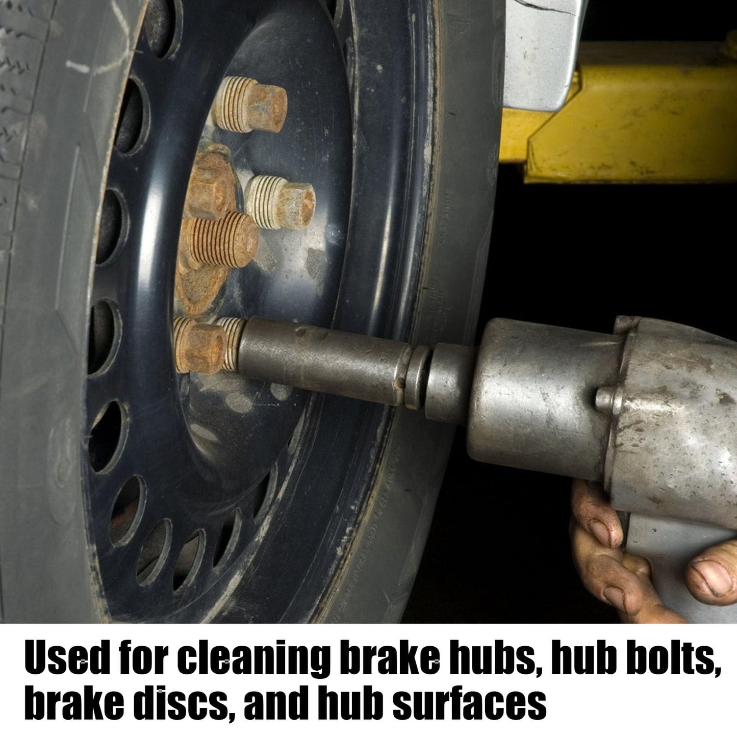Wheel Hub Resurfacing Cleaner Tool Kit, Includes Grinding Head Adapter and 7 Pads for Cleaning Wheel Studs Hubs & Rotors Compatible with 1/2in Impact Wrenches & 1/4in Hex Shank Electric Drills