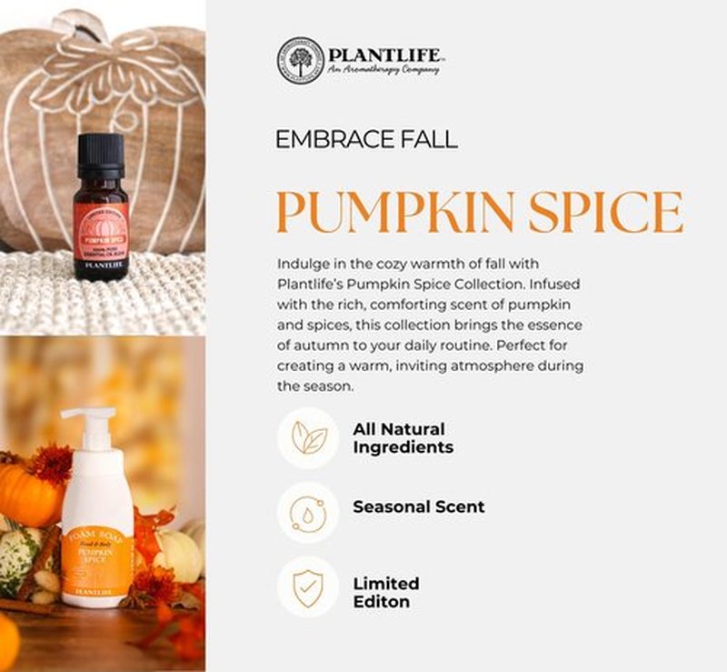 Plantlife Pumpkin Spice Foam Soap - Gentle, Moisturizing, Plant-based Foam Soap - Ideal for use as a Hand & Body wash, Shaving Cream, and Foaming Fun for Kids - Made in California 8.5 oz