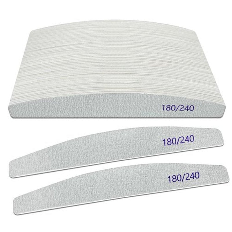Nail Files (50 Pack), 180/240 Grit Wooden Emery Board Nail File Double Sided Wood Emory Fingernail Files for Natural Nails Professional Reusable Manicure Pedicure Curved