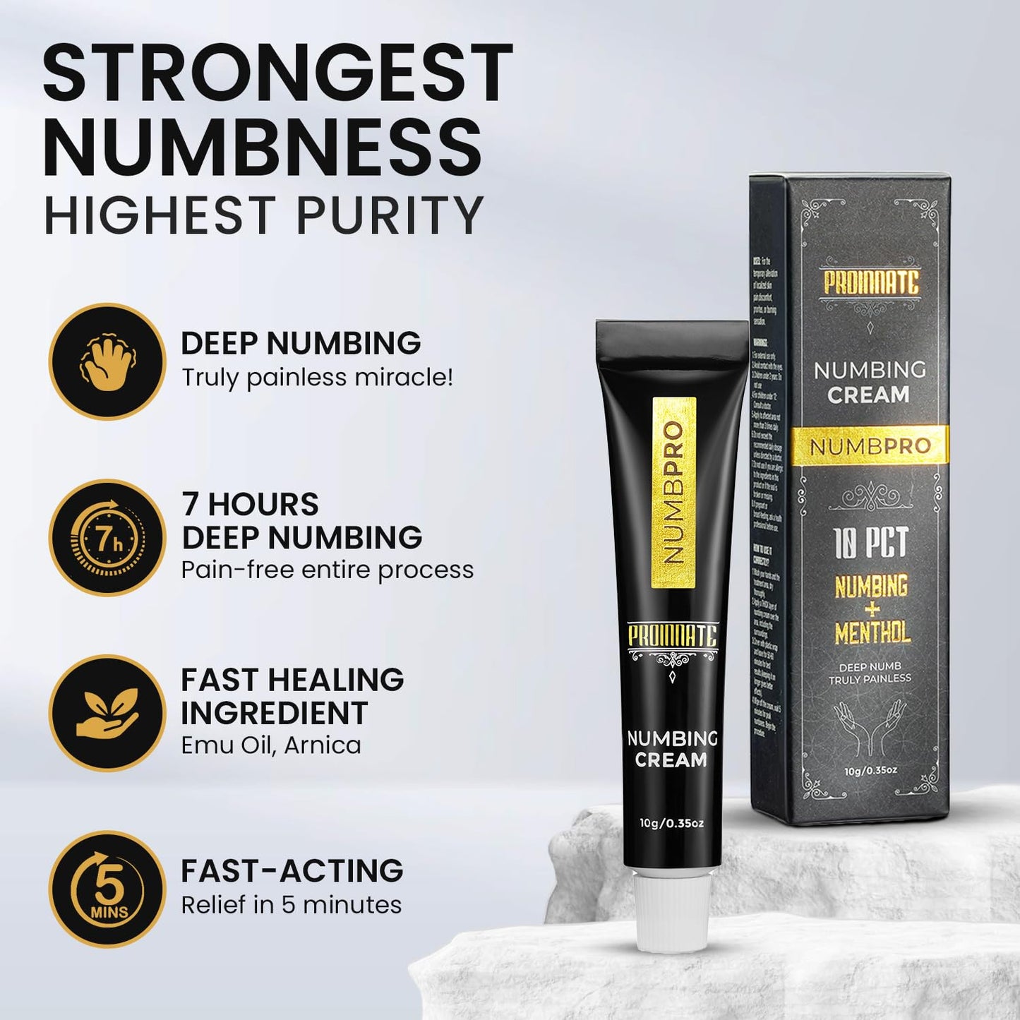 Proinnate Pro Numbing Cream, Max Strength Relief from Burning, itching, and discomfort, Reduces Soreness in Local and anorectal Areas 3x10g