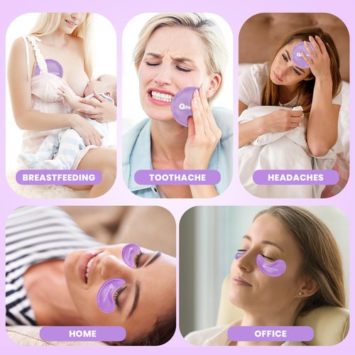 RelaxCoo Ice Face Eye Mask for Dark Circles and Puffiness Cold Warm Compress, Gel Cold Cooling Face Mask Package for Women and Men, Migraines, Headache, Stress and Relaxation Purple