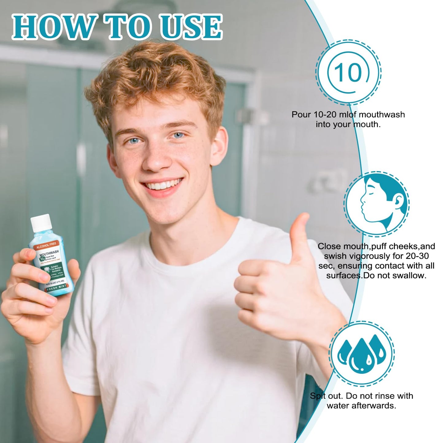Mini Mouthwash Travel Size Bulk Pack of 50,Portable Mint Mini Mouthwash Bulk 35ml/1.2 Fl Oz Individual Small Mouth Wash for Travel,Hotel,Office,Toiletry Kits