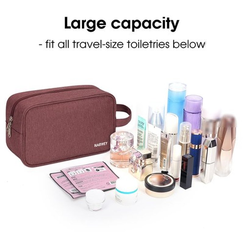 Narwey Travel Toiletry Bag for Women Traveling Dopp Kit Makeup Bag Organizer for Toiletries Accessories Cosmetics (Jujube Red)