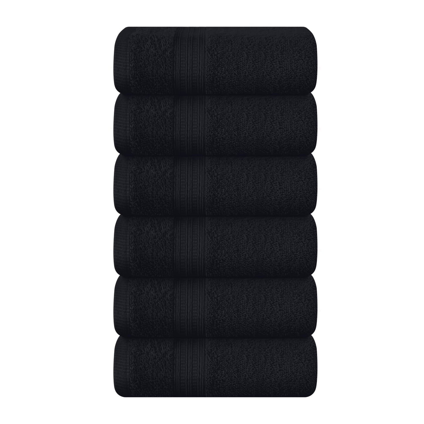 BOUTIQUO Ultra Soft Cotton 6 -Piece Hand Towel Set 16x24 Inch, Ideal for use in Bathroom, Kitchen, Gym, Spa & General Cleaning, Compact & Lightweight Multi Purpose Hand Towels - Charcoal Grey
