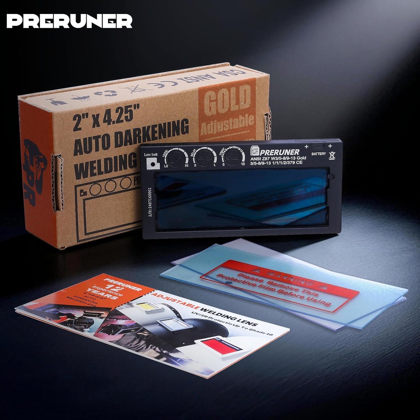 Auto Darkening Welding Lens - Flex Series HD Shade 5-13 | Adjustable 2" x 4 1/4" with Sensitivity & Delay Control