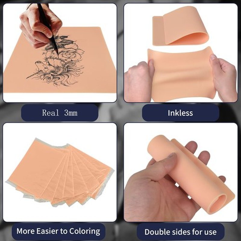 3MM Tattoo Practice skin - 10pcs Double Sides Thick Fake Skin Tattoo Skin for Practicing,Soft Silicone Tattoo Eyebrow Practice Skins for Beginner & Experienced Tattoo Artist…