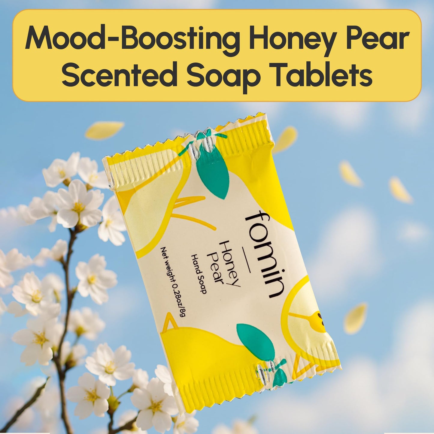 FOMIN Foaming Hand Soap Tablet Refills (6 Count) - Makes 48 fl oz (6 x 8 fl oz) - Honey Pear - Foaming Hand Soap Tablets, Sustainable Soap Tablets for Hand Wash