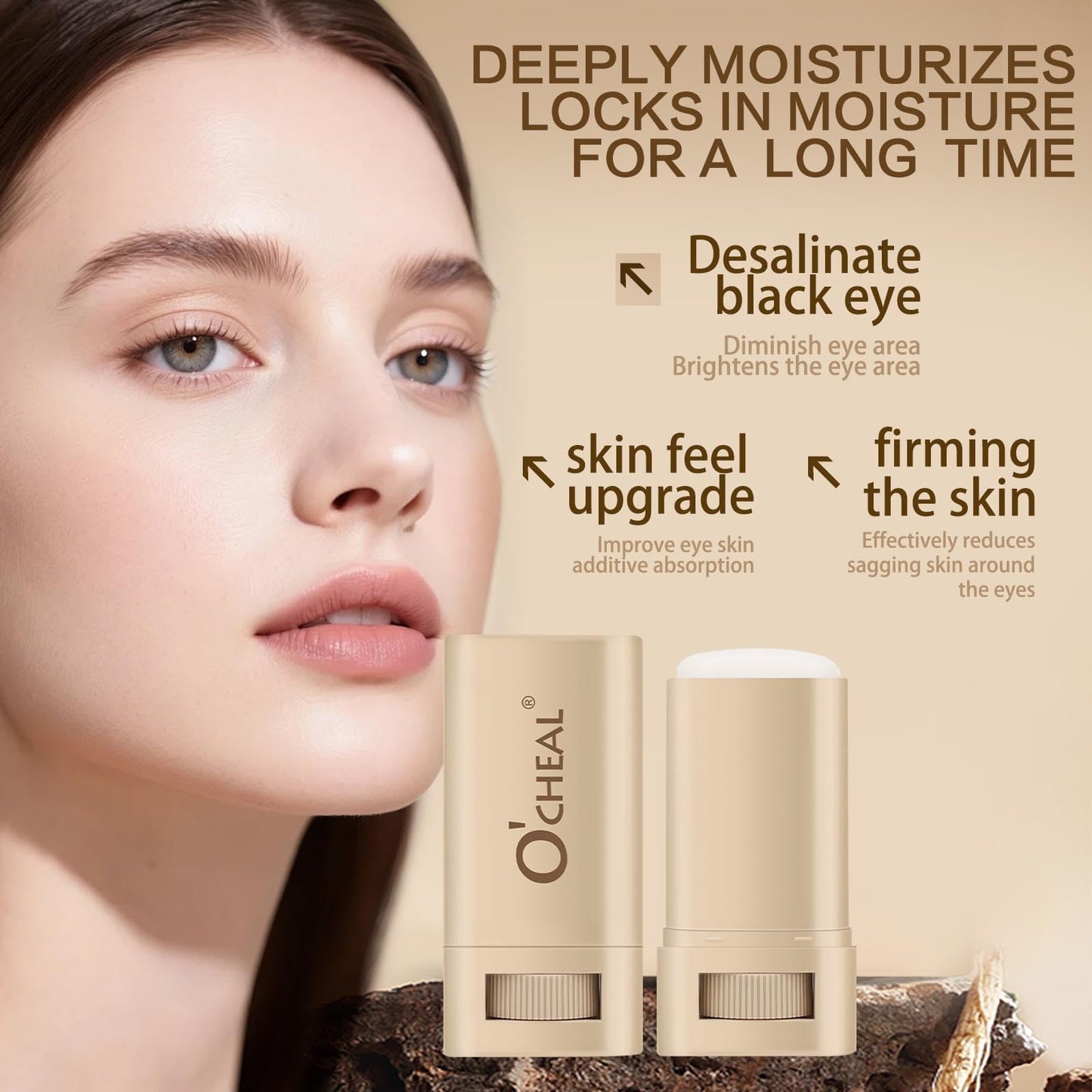 O'CHEAL Eye Serum Stick, Hydrating, Nourishing, Brightens, Tightens, Reduces Dark Circles & Eyes Pigmentation, Improves Dullness, Bags Remover Under Eye Cream, Lifts and Firms Skin, Easy to Absorb
