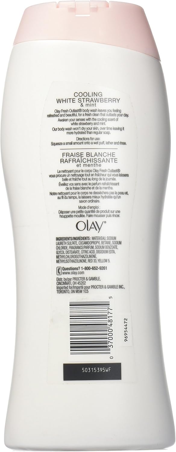 Olay Fresh Radiance Body Wash for Women - Plant-Based Cleansers, Strawberry & Mint, 3.0 fl oz (Pack of 24)