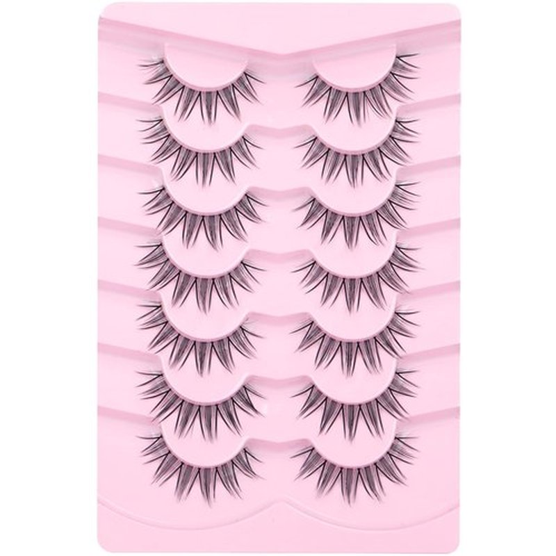 Manga Lashes Mink False Eyelashes Natural Look Wispy Anime Manhua Lashes Korean K-pop Makeup Lashes with Clear Band Spiky Girl Group Idol Fake Eyelashes Pack by EYDEVRO
