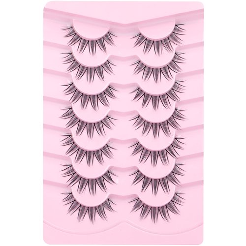 Manga Lashes Mink False Eyelashes Natural Look Wispy Anime Manhua Lashes Korean K-pop Makeup Lashes with Clear Band Spiky Girl Group Idol Fake Eyelashes Pack by EYDEVRO