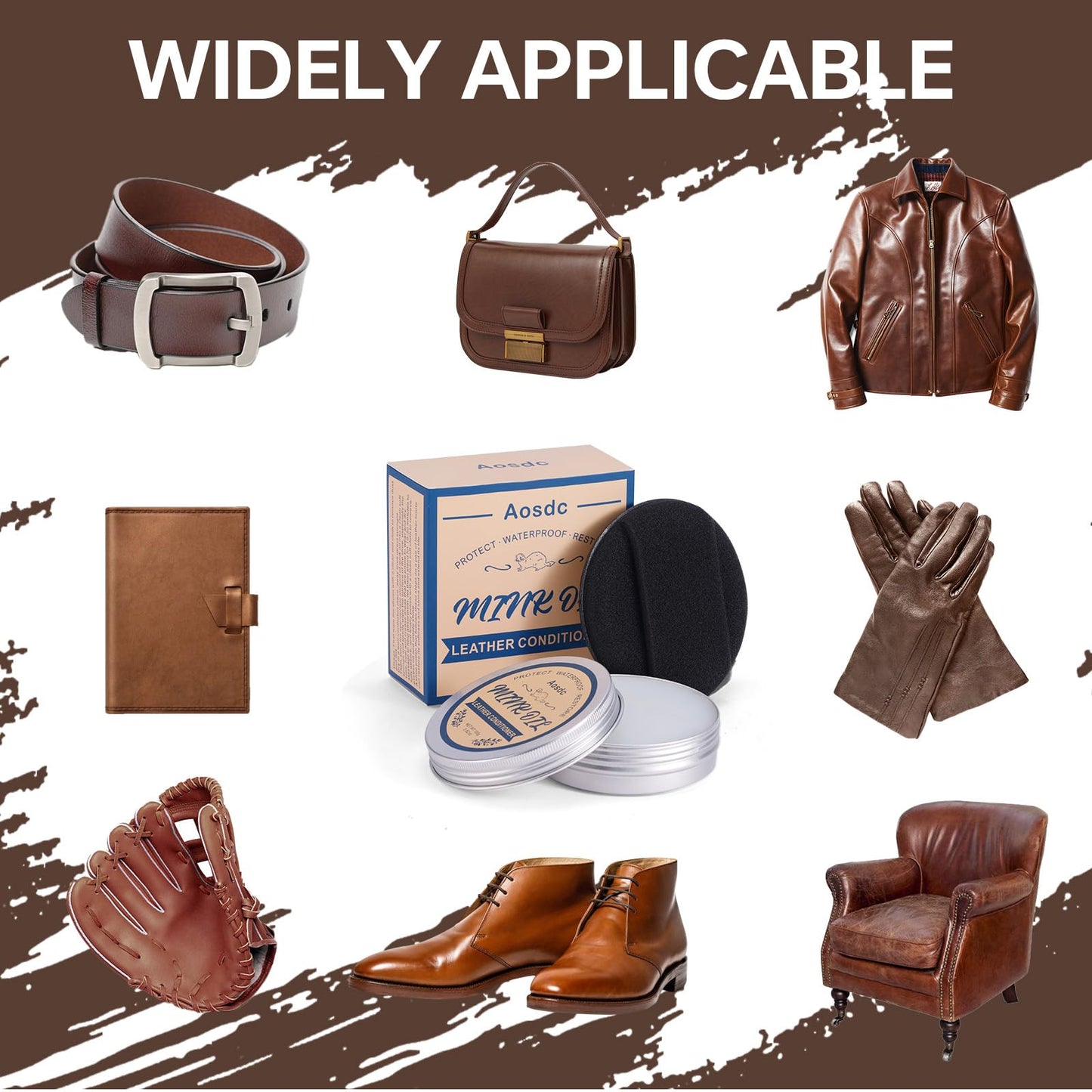 Aosdc Mink Oil Leather Conditioner and Cleaner 3.52 oz - Premium Waterproof Formula for Leather Cowboy Boots,Natural Waterproof Soften and Restore Shoes, Jackets, Hats, Baseball Gloves, Saddles