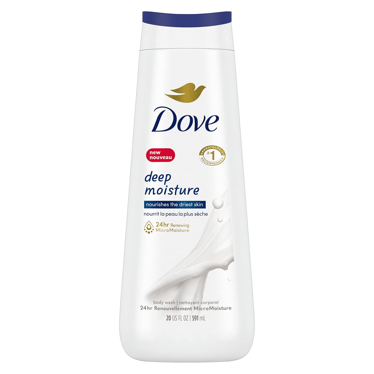Dove Body Wash Deep Moisture For 24hr Lotion-Soft Skin Moisturizing Skin Cleanser with No Sulfates No Parabens 20 oz