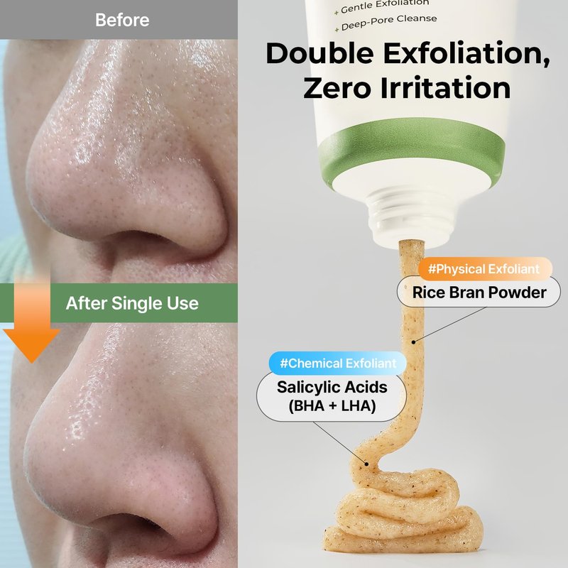 Heartleaf Rice Deep Pore Cleansing Face Wash - 2-in-1 Mochi Mask & Cleanser for Glass Skin | Salicylic Acid, 4.40 fl. oz (130 ml)