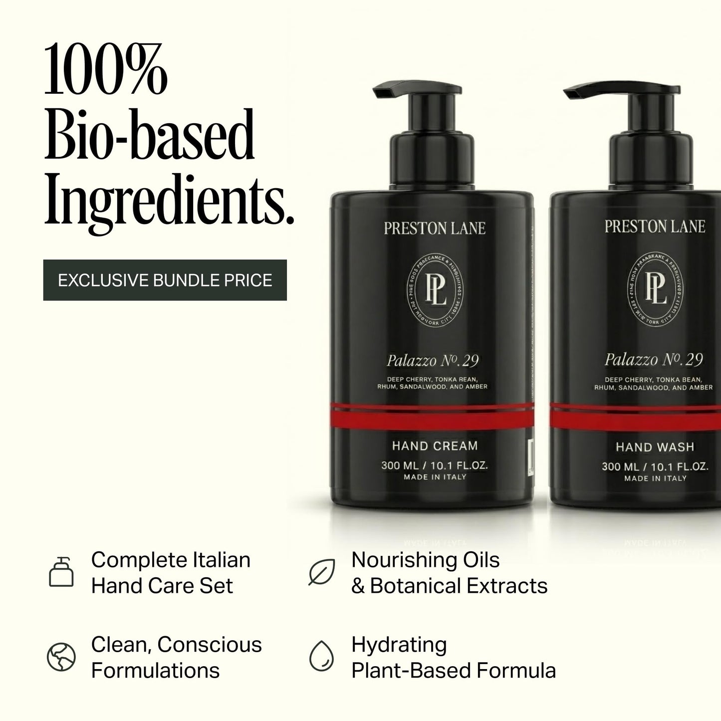 Preston Lane Hand Soap & Lotion Set, Palazzo no. 29 Scent – Hydrating Hand Wash and Moisturizing Hand Cream Duo | Clean Ingredients, Vegan & Cruelty Free Bathroom and Kitchen Essentials Gift Set