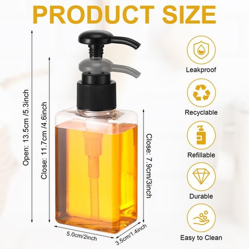 Domensi 24 Pcs 100ml /3.4 oz Pump Bottle Mini Travel Bottles Small Dispenser Bottles Plastic Pump Lotion Dispenser Empty Bottle Square Dispenser Travel Size Containers Toiletries (Black)