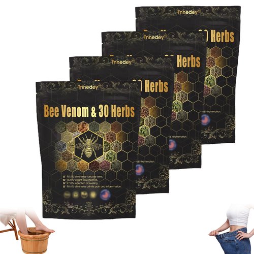Tnnedey Bee Venom & 30 Herbs Firming Detox Foot Bath Beads, Bee Venom Detox&Shaping Cleansing Foot Soak Beads, Tnnedey Detoxing Herbs Foot Soak Beads for Relaxing and Soothing Body Sore Tired (4 Pack)