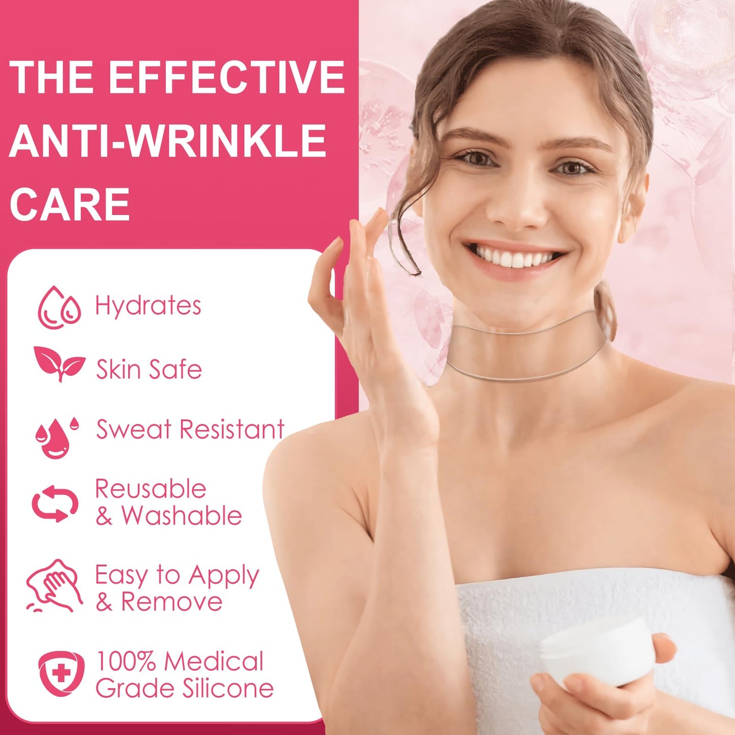 TEAWOO 4 PCS Silicone Neck Wrinkle Patches | Reusable Silicone Neck Patches for Wrinkles | Targeted Neck Wrinkle Pads | Neck Mask for Firming and Tightening | Revitalize and Firm Neck Wrinkles