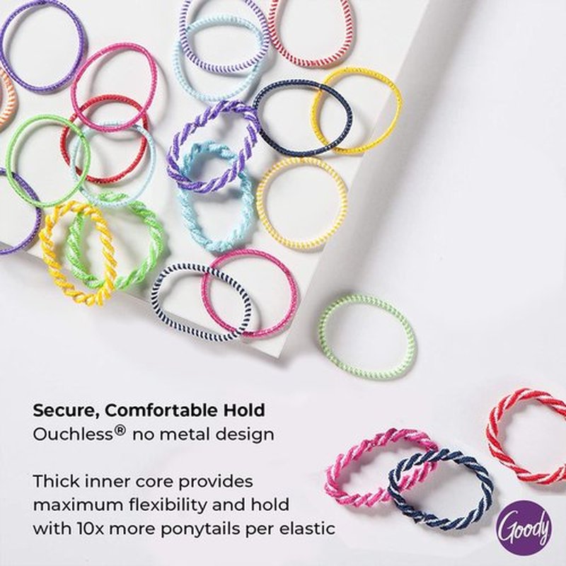 Goody Ouchless 50 Count Neutral Hair Ties and 60 Count Kids Brights or Pastels Hair Ties