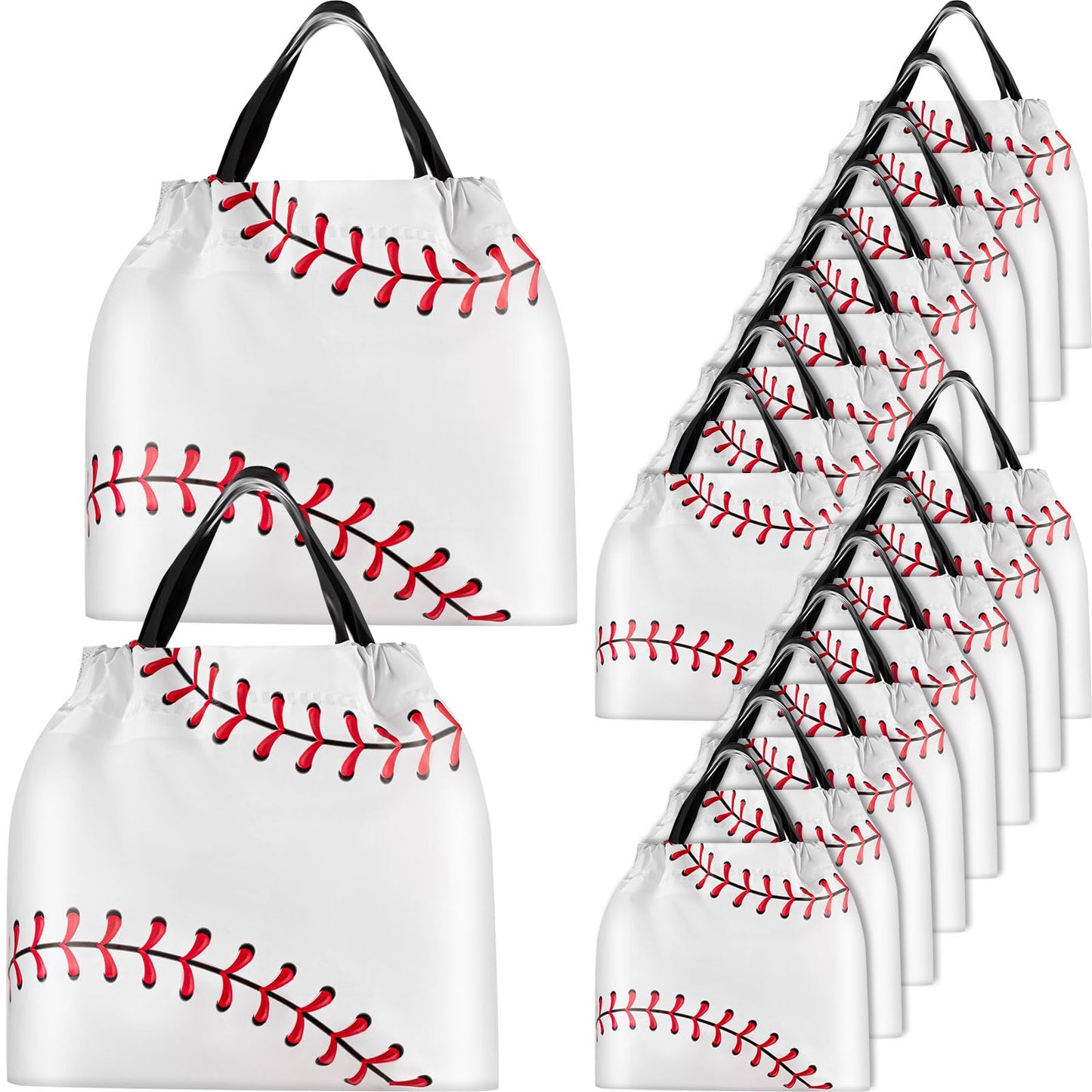 Flutesan 50 Pcs Baseball Party Favor Bags 6" x 8" Plastic Baseball Snack Goodie Bags Drawstring Gift Packaging for Team Kids Boys Birthday Sports Theme Party Favors Supplies