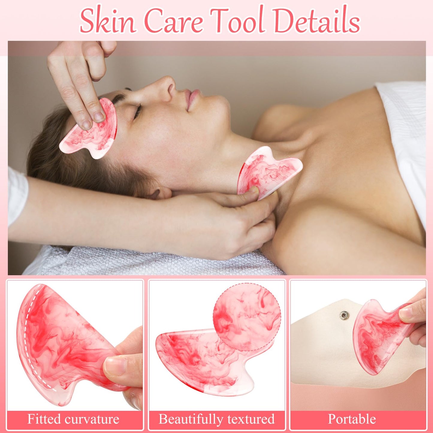Sherr 16 Pcs Gua Sha Facial Tools Gua Sha Stone Facial Massage Tools Face Massager for Body Spa Acupuncture Relieve Muscle Tensions Puffiness
