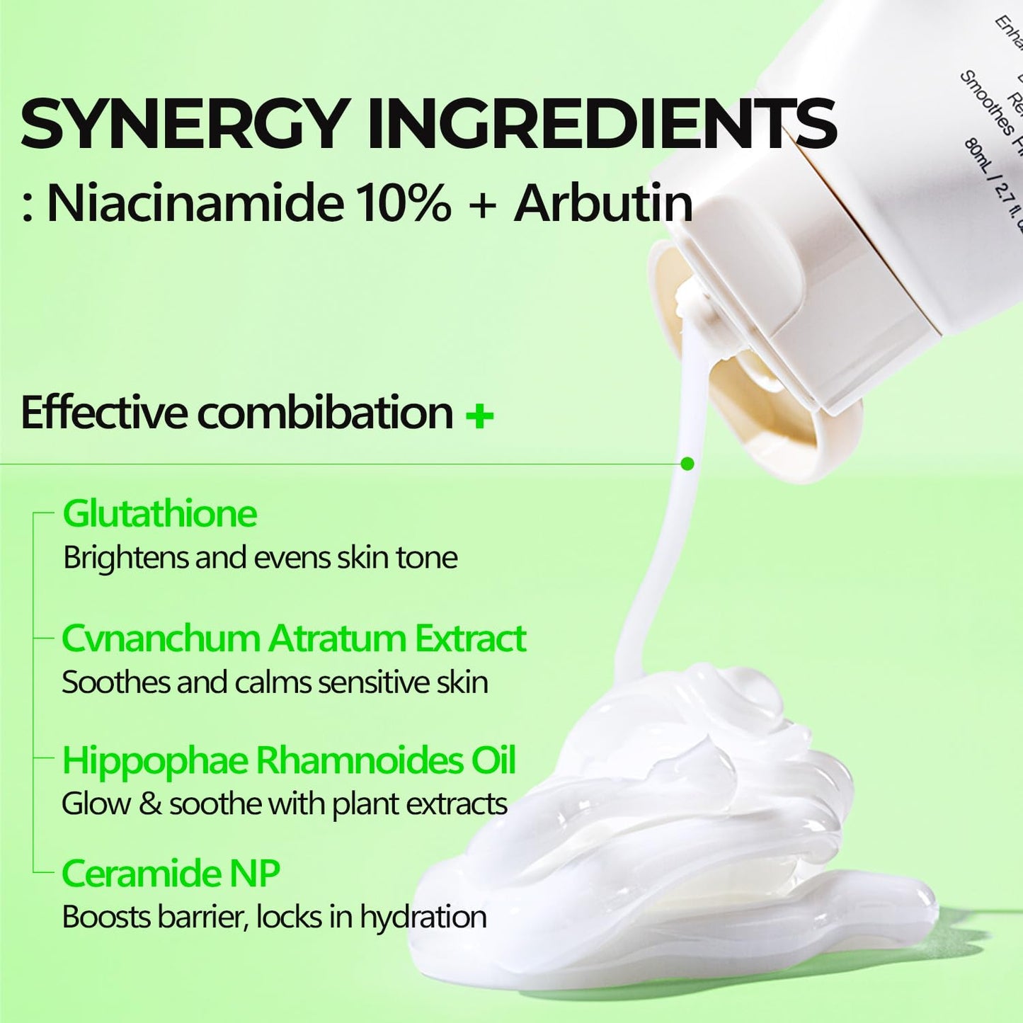 Niacinamide Arbutin Glow Boosting Cream 2.71 fl oz - Korean Skin Care for Long-Lasting Hydration & Smooth, Even Skin Tone with 10% Niacinamide & Arbutin, Deep Moisture Cream for Face