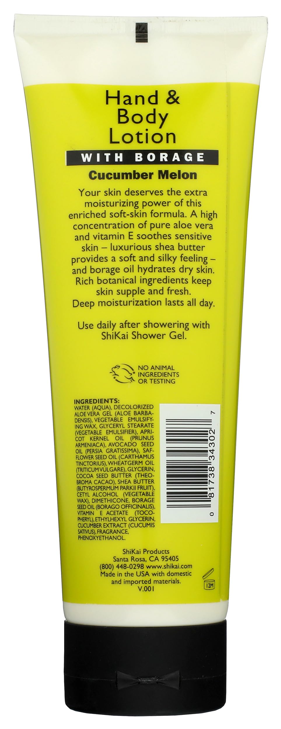 ShiKai Hand & Body Lotion (Cucumber Melon, 8oz) | Daily Moisturizing Skincare for Dry and Cracked Hands | With Aloe Vera & Vitamin E