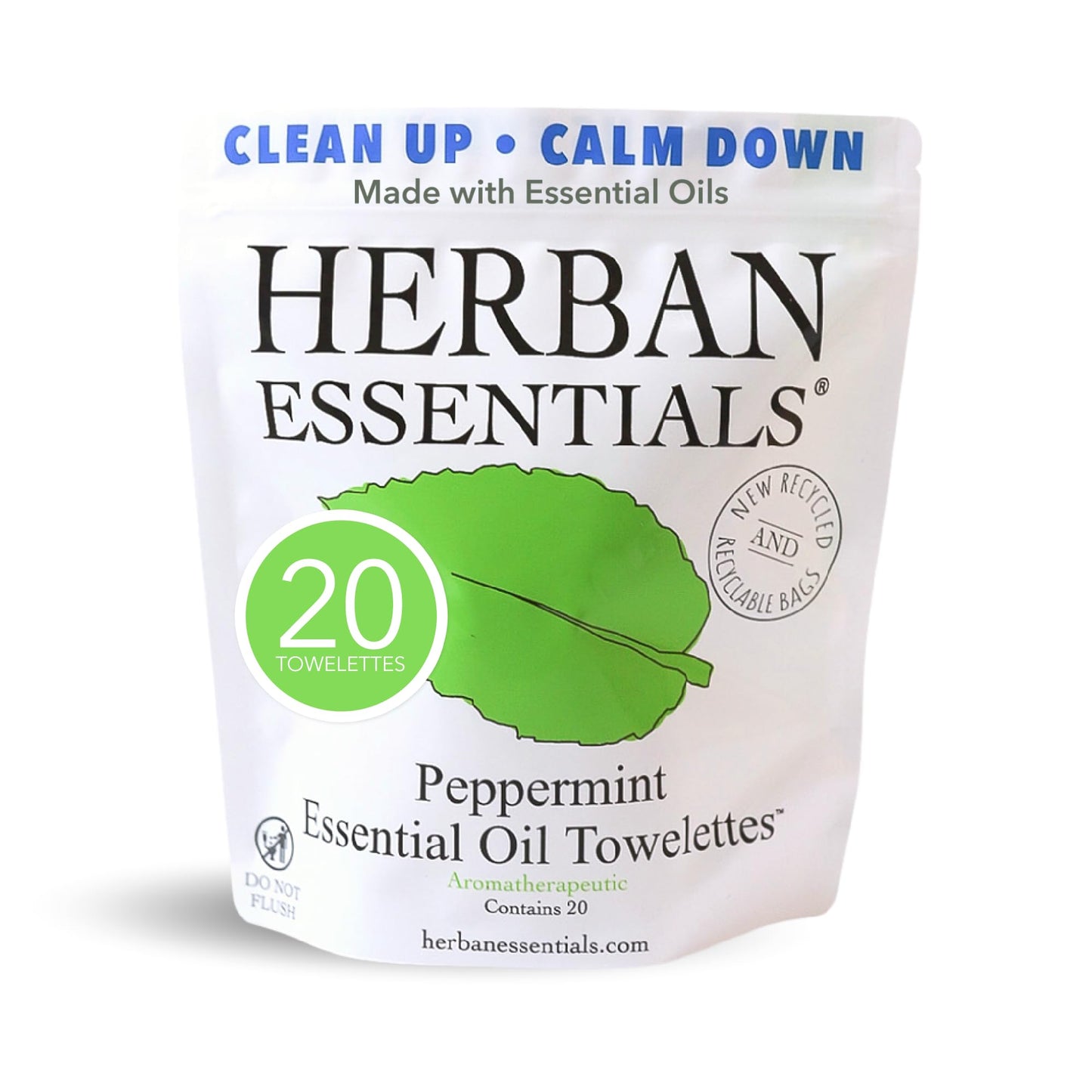 Herban Essentials - Peppermint Wipes & Towelettes - Essential Oil Wipes for Hands & Body - Travel Size Essentials and Toiletries - Natural, Individually Wrapped, Disposable & Moist Refresh (7 count)