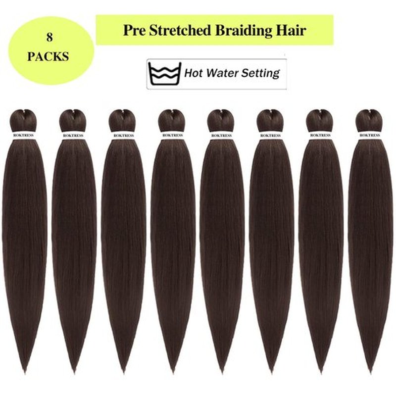 Pre Stretched Braiding Hair Braiding Hair Pre Stretched 22 Inch 8 Packs Long Braiding Hair Extensions Hot Water Setting Hair For Braids (22inch,4#)
