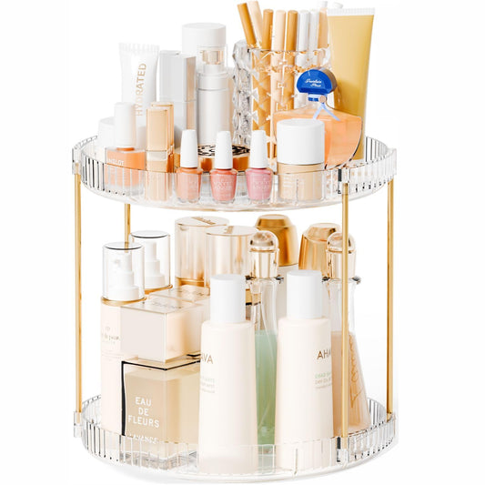 Yieach Acrylic 360 Rotating Makeup Organizer and Perfume Organizer (2 Tier)