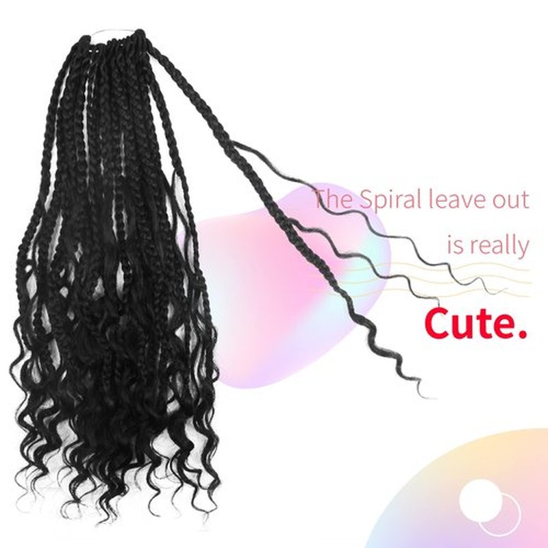 Niseyo Goddess Box Braids Crochet Hair 16 Inch 8 Packs Short Crochet Box Braids Pre Looped Curly Ends Boho Style Synthetic Hair (1#/Jet Black)