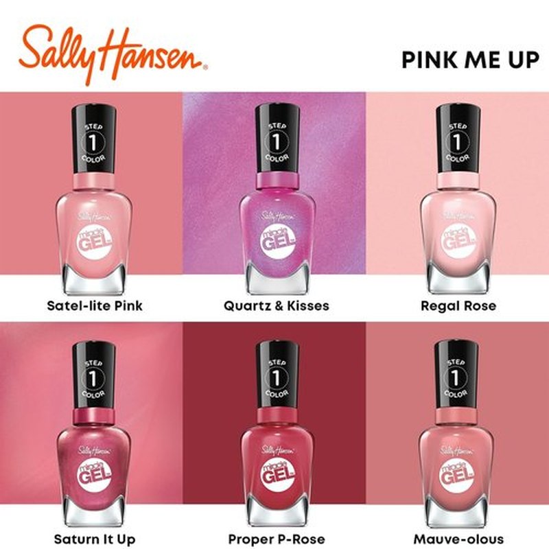 Sally Hansen Miracle Gel™, Regal Rosé, Long Lasting, Gel-Like Formula, No UV Lamp Needed, Pink Nail Polish (Pack of 2)