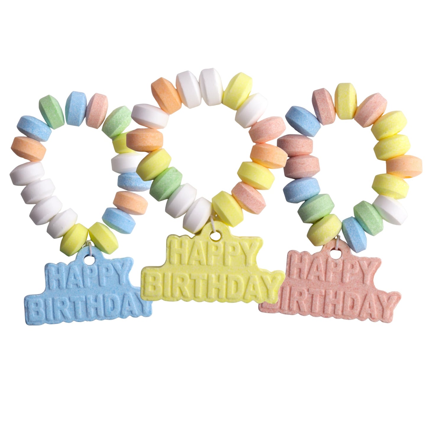 Happy Birthday Candy Bracelets, Individually Wrapped Bulk Party Favors, 24 Pieces Inside, 10.16 Ounces