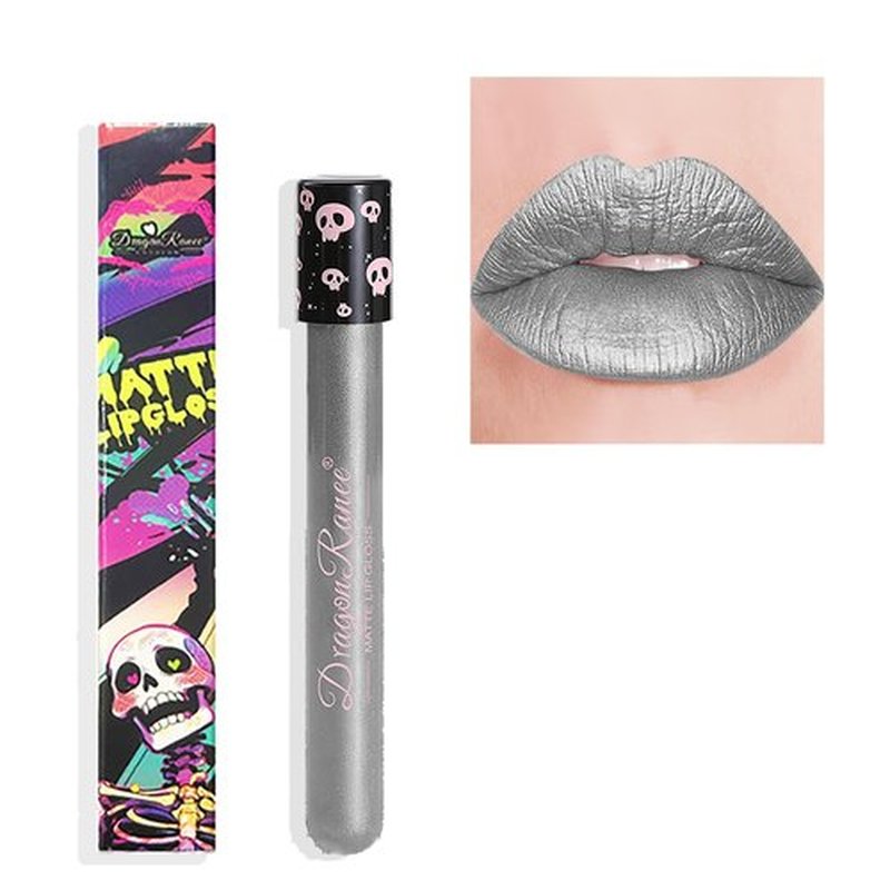 Easilydays Grey Metallic Liquid Shimmer Lipstick Glitter Lip Gloss, Glossy Full Matte Lip Gloss, Waterproof Longlasting High Pigment Shimmer Lip Gloss, Bold Goth Makeup for Halloween Makeup Gift, #11