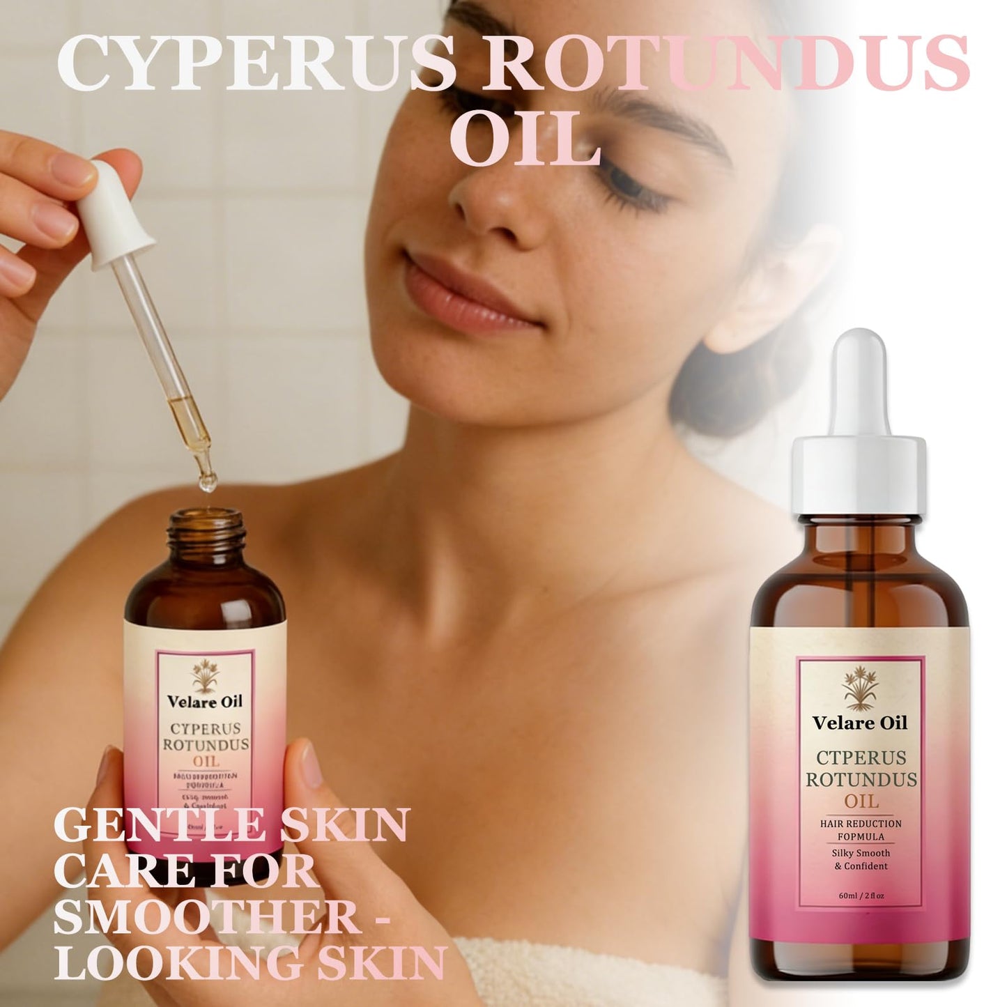 Cyperus Rotundus Oil for Hair Removal, Lightweight Moisturizing Oil, Helps Soften Skin & Improve Skin Texture After Hair Removal, Natural Cyperus Rotundus Oils Suitable for Body Care Types-60ML