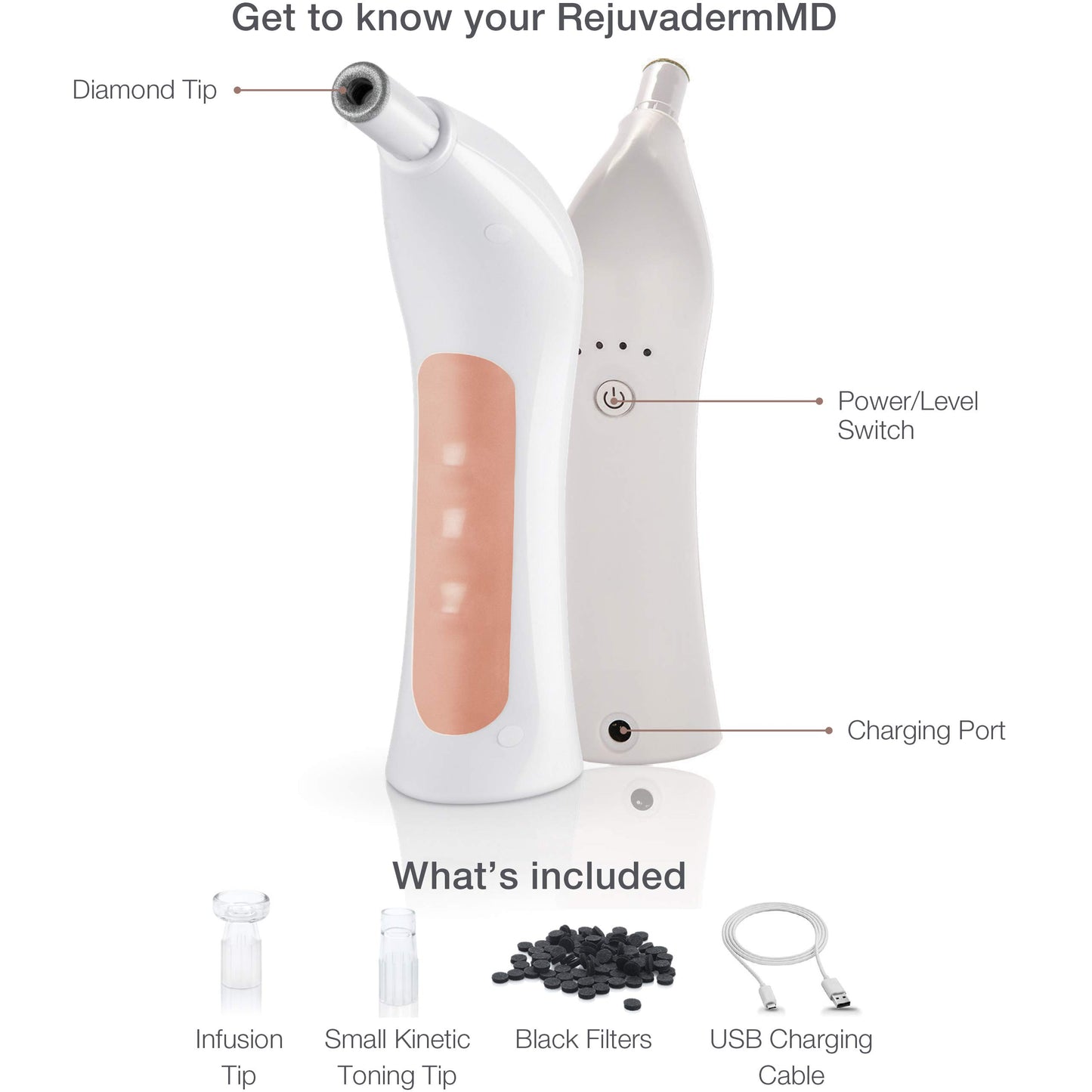 Trophy Skin RejuvadermMD - Microdermabrasion Machine On-The-Go - Facial Exfoliation with Real Diamond Tip for Radiant and Youthful Skin