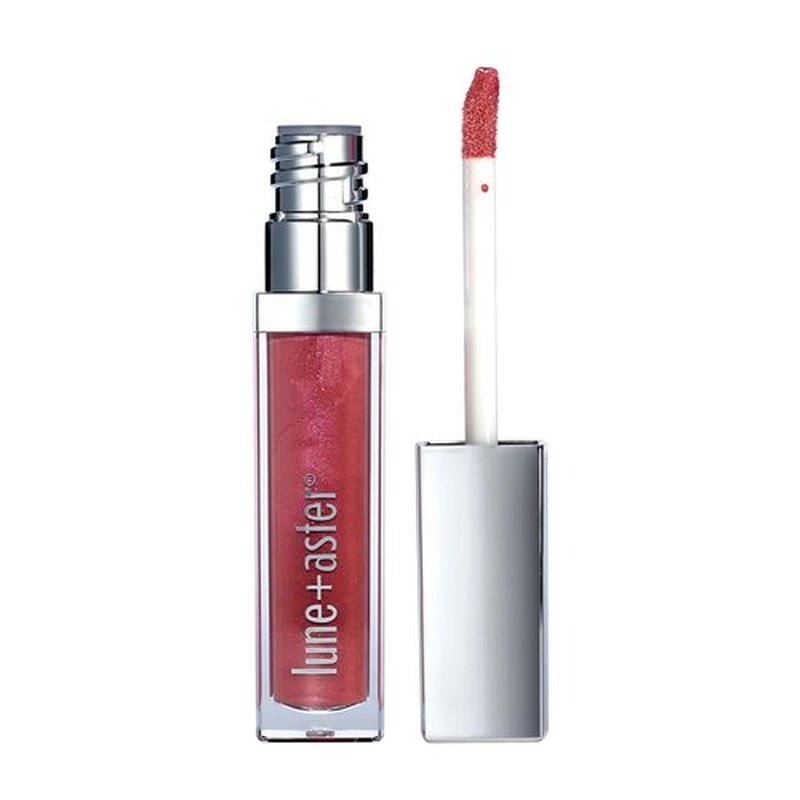 LUNE + ASTER Vitamin C+E Lip Gloss | Non-Sticky, High-Impact Shine, Buildable-Sheer Formula - Crystal Plum