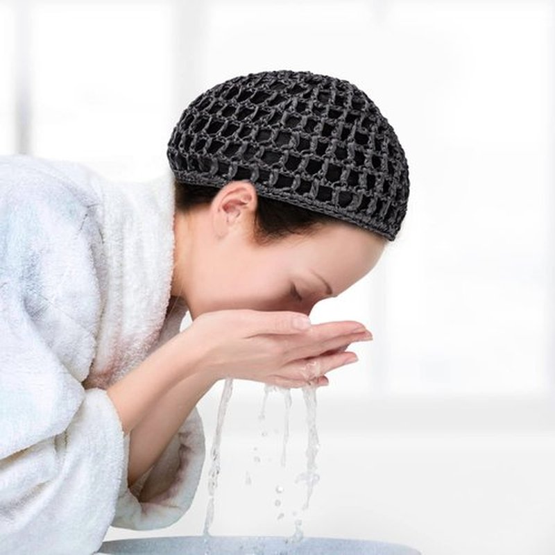 Etercycle 3 Pieces Mesh Crochet Hair Net Snoods for Women, Soft Rayon Knit Crochet Hairnet Hair Cover Accessory for Sleeping (Black, Black, Gray)
