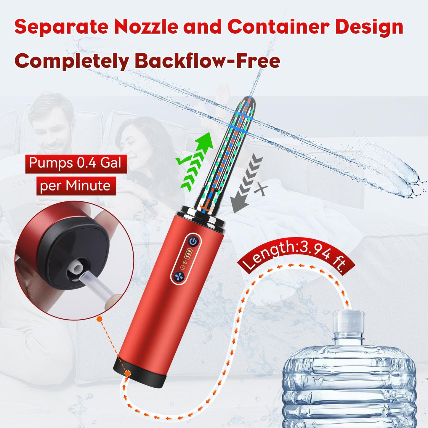 GVPIPYS Enema Anal Douche,Enemas-Douches for Men and Women Colon Cleanse,Electric Anal Cleaner Kit,Anti Backflow Shower Enema Bulb,Rotation-Spray Two Douching Modes,External Water Supply