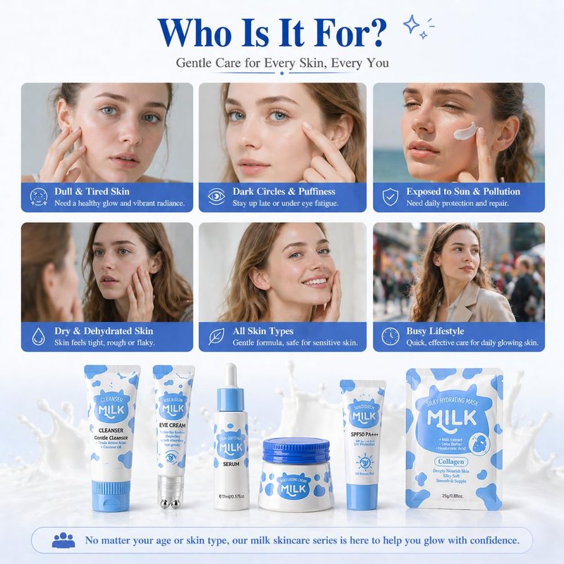 8-In-1 Milk Skincare Set for Girls Ages 8-12 | Hydrating Kids Skin Care Gift