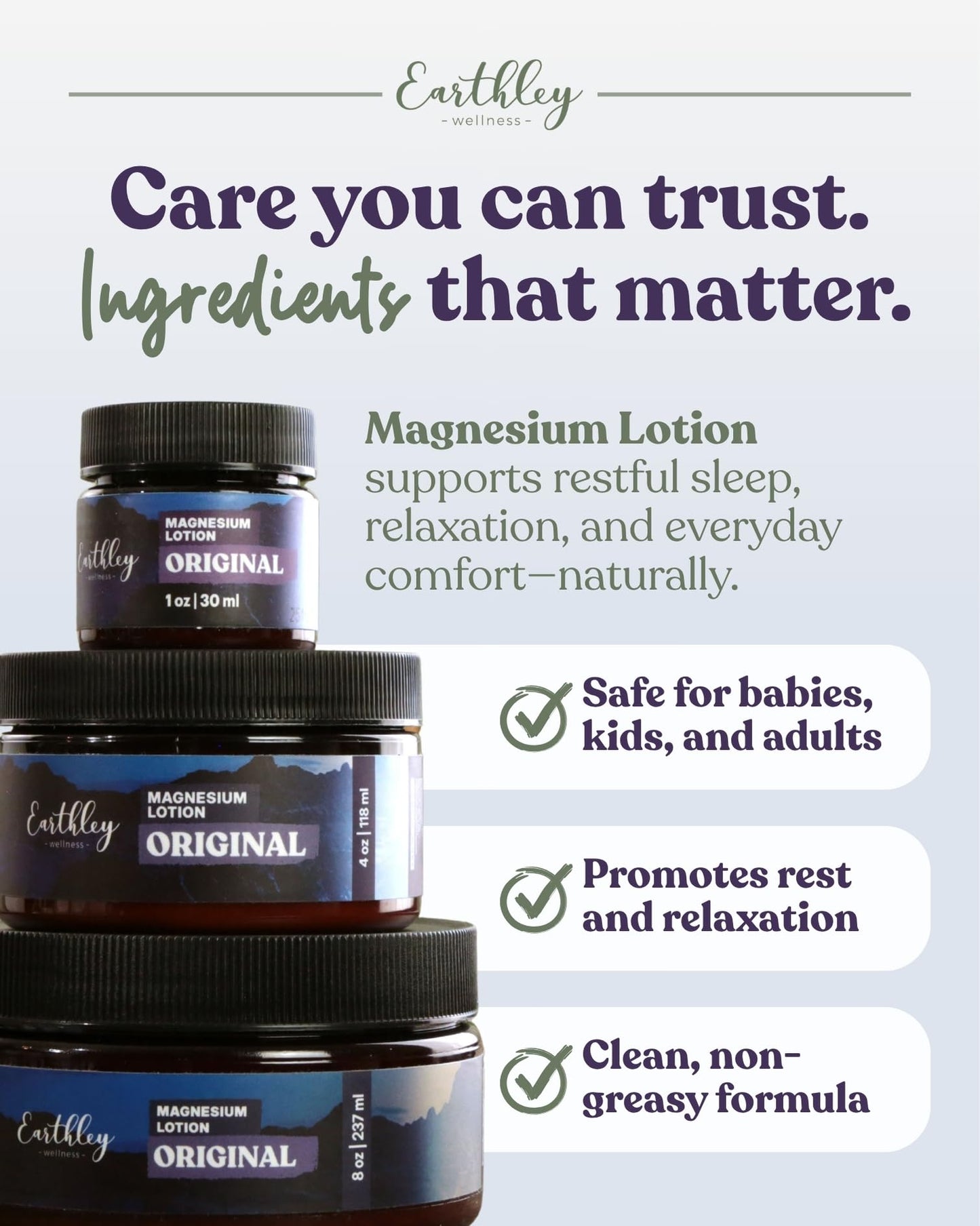 Earthley Wellness, Magnesium Lotion, Parent's Picks Award-Winner, Apricot, Shea Butter, Mango Butter, Lavender, Blue Tansy and Sandalwood Scent (6oz, Seasonal Blue Bliss)