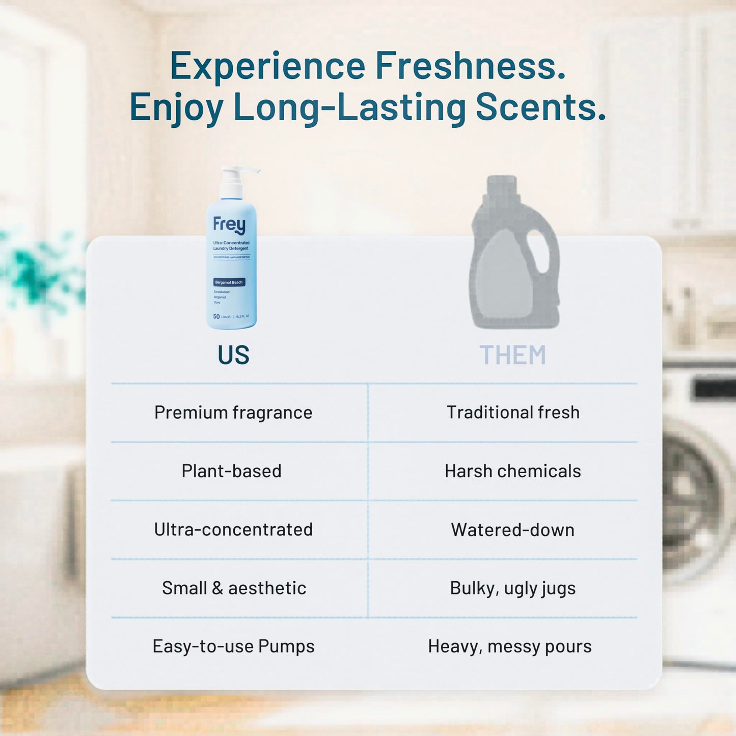 FREY Concentrated Liquid Laundry Detergent, Sensitive Skin, 50 Loads (1, Bergamot Beach)