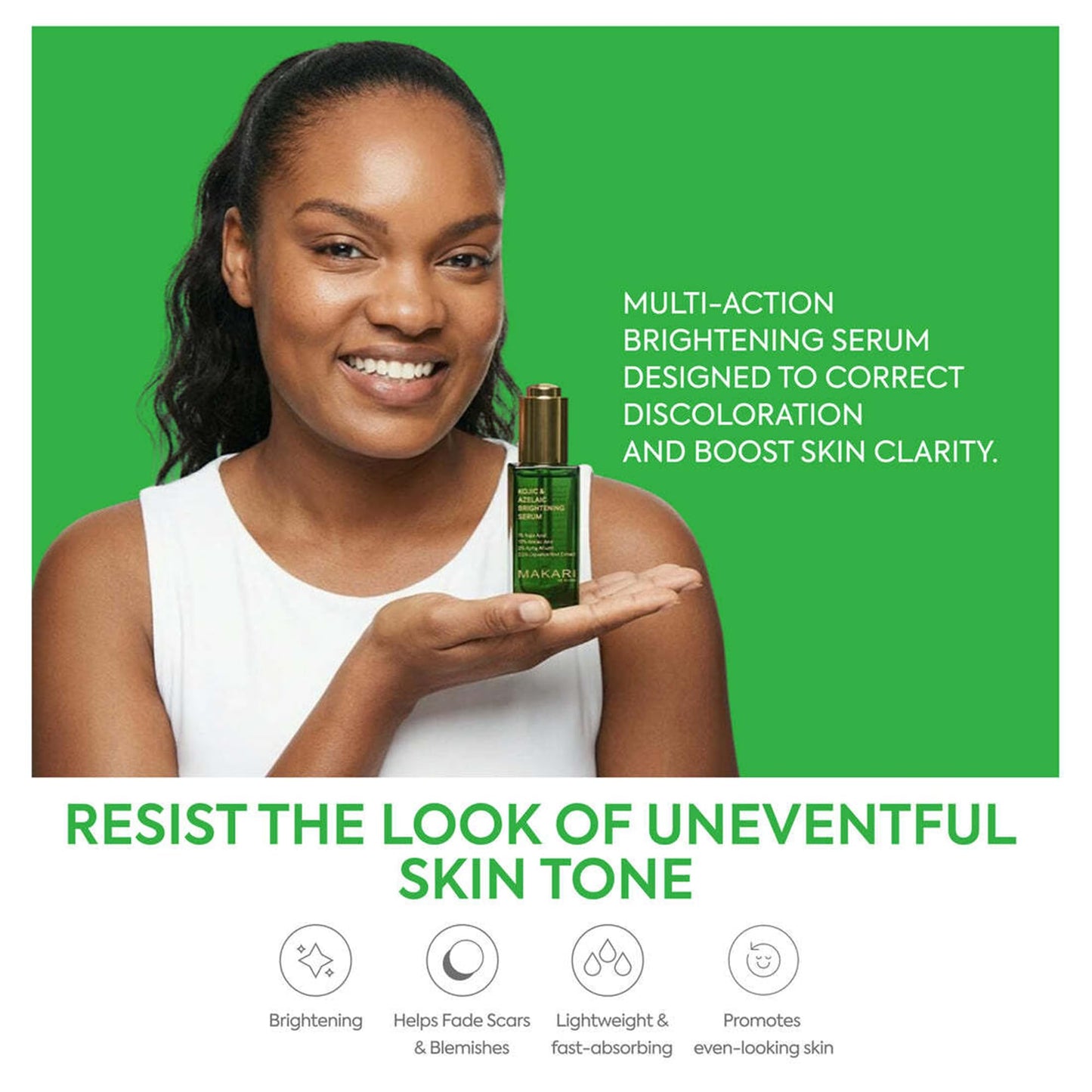 MAKARI Kojic & Azelaic Serum, Multi-Action Skin Care with 10% Azelaic Acid & 1% Kojic Acid, Targets Dark Spots & Uneven Tone, Lightweight Fast-Absorbing Daily Face Serum