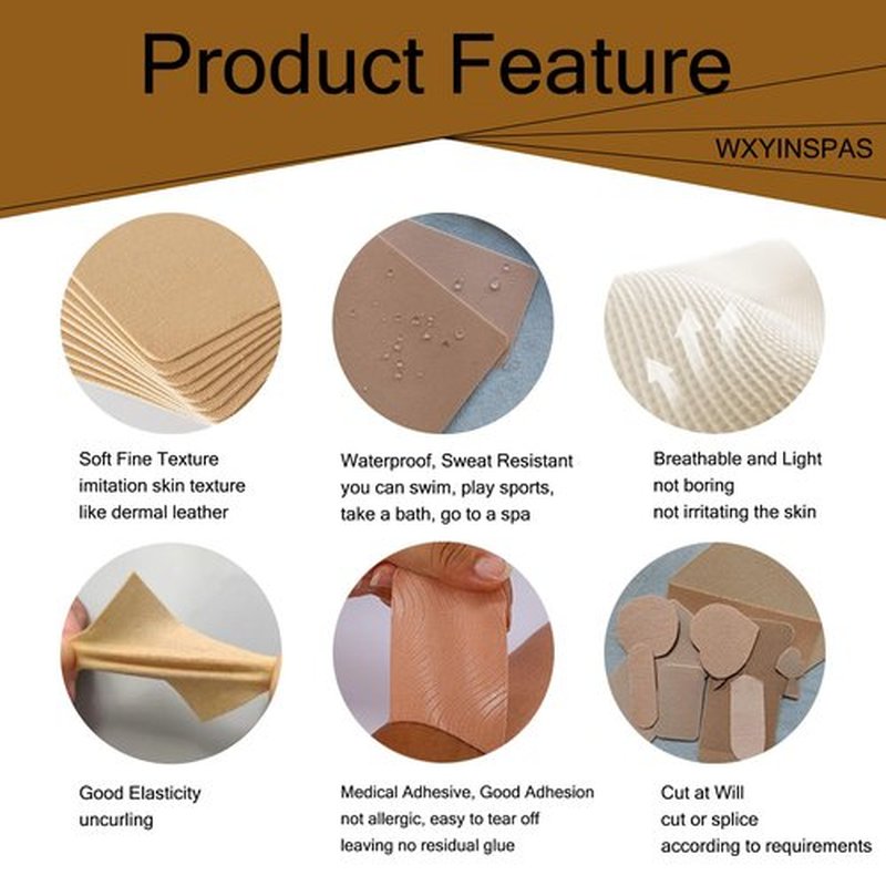 Tattoo Cover Up Tape, 10 PCS Ultra Thin Patches for Concealing Tattoos, Scars, Birthmarks, Invisible, Waterproof, Breathable Makeup Skin Tone Concealer Stickers for Flawless Coverage (10x10cm,beige)